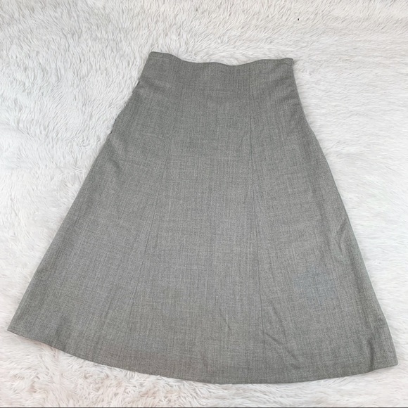 Graeme Black Virgin Wool knee length a-line Skirt gray high rise Made in Italy - Picture 3 of 10